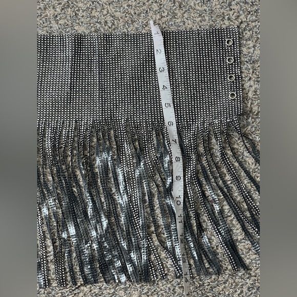 Metallic silver Festival Ready Rhinestone Fringe Skirt - Picture 9 of 10